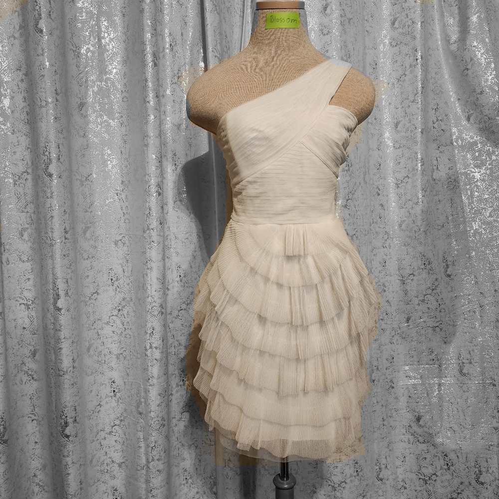 BCBGMaxAzria Cream Asymmetrical Dress